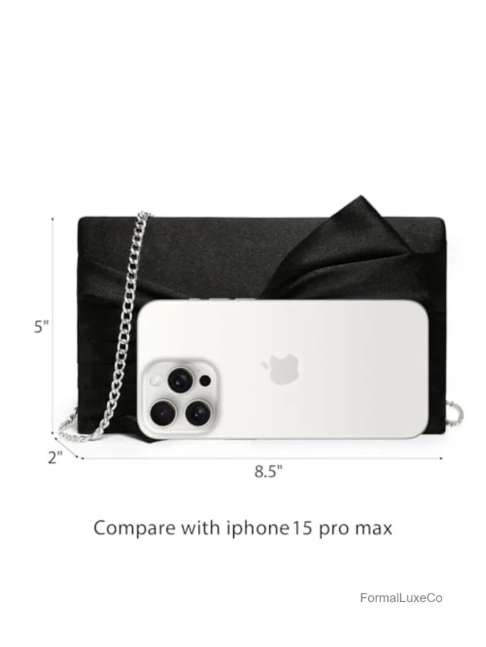 Satin Bow Flap Evening Clutch Rhinestone Prom Wedding Party Bag with Chain Strap